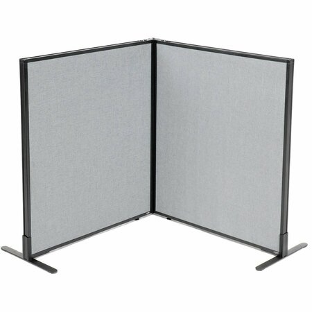 INTERION BY GLOBAL INDUSTRIAL Interion Freestanding 2-Panel Corner Room Divider, 36-1/4inW x 42inH Panels, Gray 695027GY